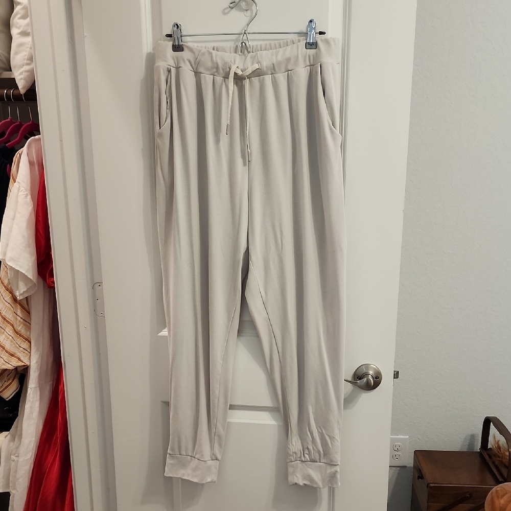 Light Gray Women's Jogger Pants with Drawstring Waist